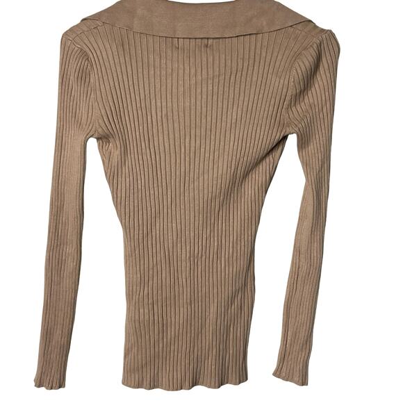 New DISSH Camel Rib Knit Cardigan Top Sz S - Picture 5 of 7